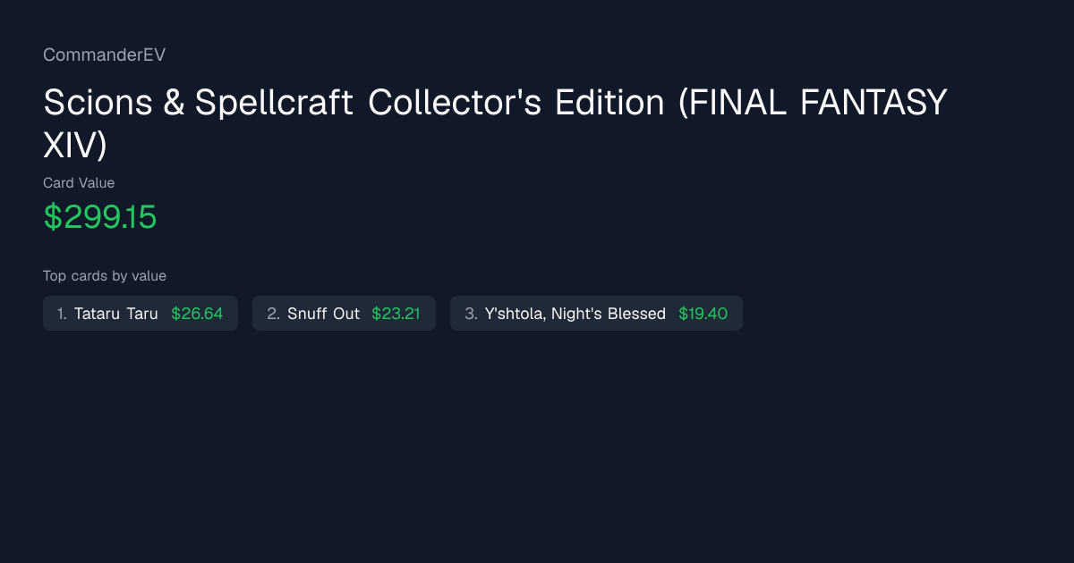 Scions & Spellcraft Collector's Edition decklist & card values · Final ...